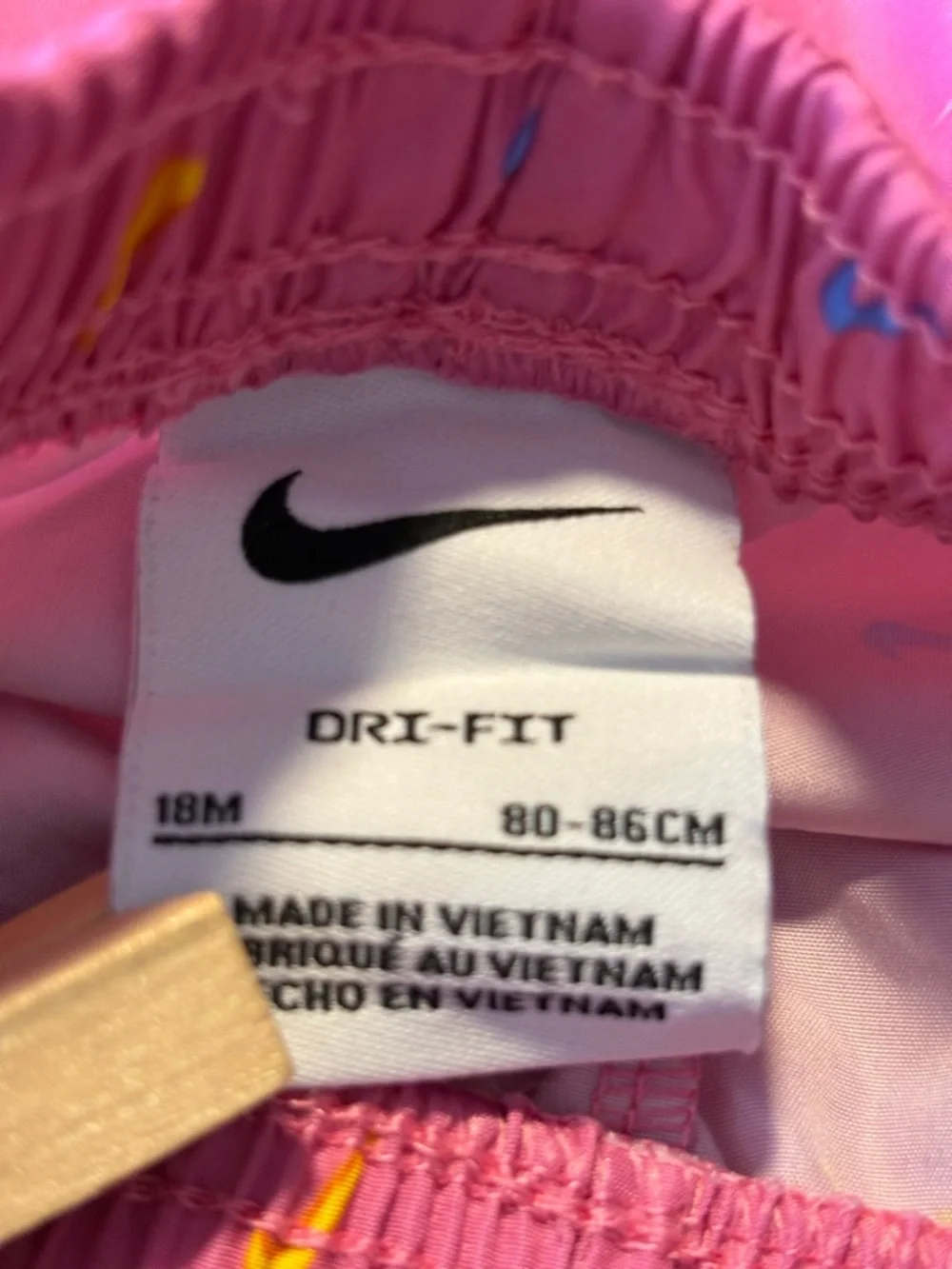 Nike Just Do It White Dri-Fit Tee with Pink & Blue Graphic Multi-Swoosh Shorts - Picture 11 of 12